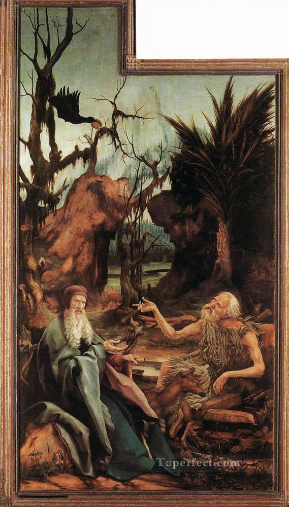 Sts Paul and Antony in the Desert Renaissance Matthias Grunewald Oil Paintings